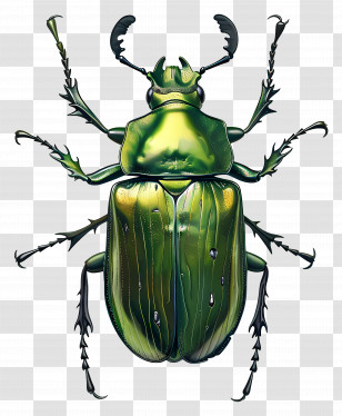 Green Beetle - Detailed Green Beetle Illustration Transparent PNG