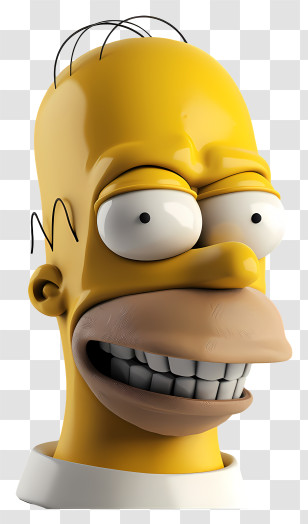 Simpsons - Humorous Yellow Cartoon Character Close-Up Transparent PNG