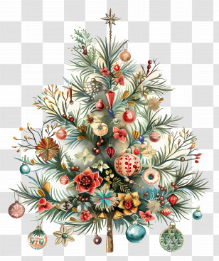 Christmas Tree - Decorated Christmas Tree Transparent PNG