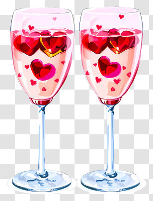Vector Draw Character Design - Romantic Glasses With Floating Heart Decorations Transparent PNG