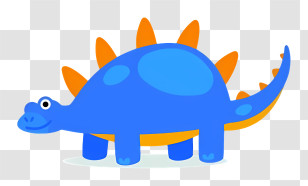 Cartoon Dinosaur - Blue Stegosaurus Cartoon Illustration Transparent PNG