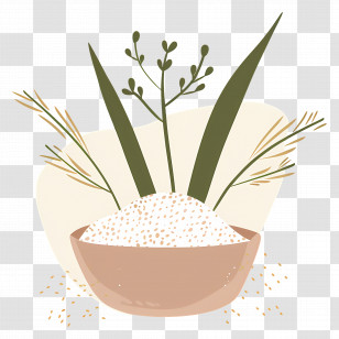 Rice - Natural Rice Bowl With Plants Transparent PNG