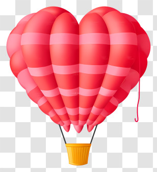 Hot Air Balloon - Heart-Shaped Hot Air Balloon In Romantic Style Transparent PNG