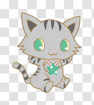 Jewelpets - Cute Gray Cat Cartoon Character Transparent PNG