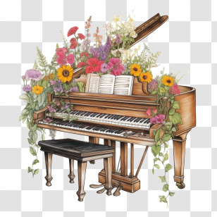 Piano
 - Elegant Grand Piano With Floral Arrangement Transparent PNG