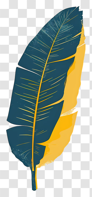 Banana Leaf - Artistic Feather Design In Blue And Yellow Transparent PNG