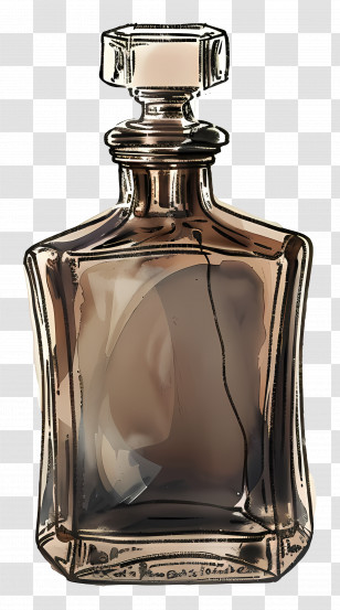 Narrow Flask - Vintage Glass Bottle Illustration Transparent PNG