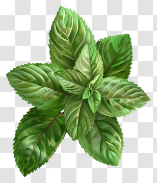 Peppermint - Green Leafy Plant Illustration For Natural Themes Transparent PNG