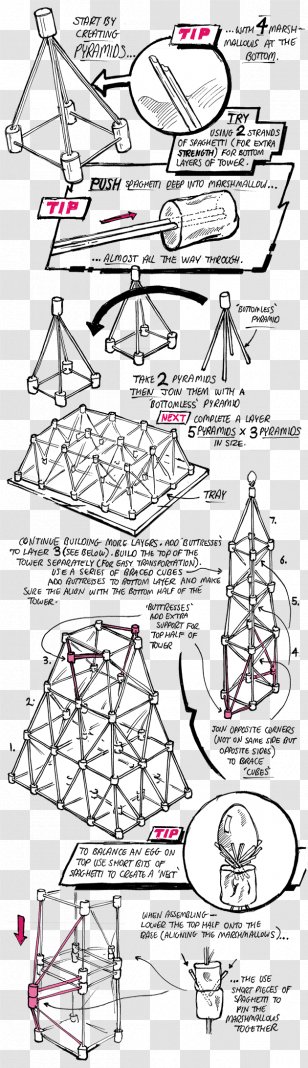 Pasta Spaghetti Bridge Marshmallow Tower Transparent PNG