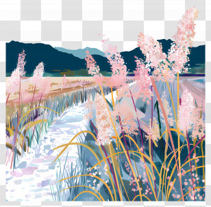 Rice Field - Colorful Flower Field In Bloom Transparent PNG