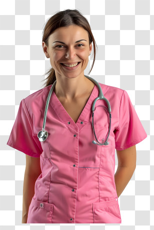 Nurse - Smiling Nurse In Pink Uniform Transparent PNG