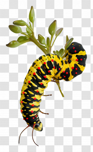 Caterpillar - Colorful Caterpillar On Plant Transparent PNG