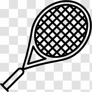 Tennis Racket - Black Tennis Racket Icon Illustration Transparent PNG