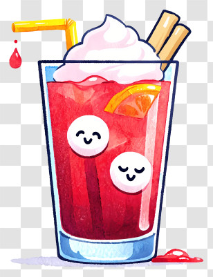 Halloween Drink - Cute Red Fruit Drink With Cream Transparent PNG