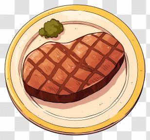 Steak - Grilled Steak On Plate Illustration Transparent PNG