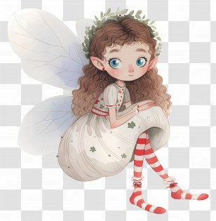 Christmas Fairy - Fairy Girl Sitting With Wings Transparent PNG