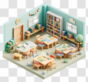 3d School - Cozy Classroom Setup Transparent PNG