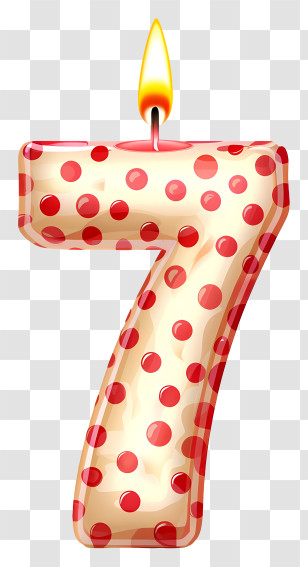 Number 7 Birthday Candle - Polka Dot Number 7 Birthday Candle Transparent PNG