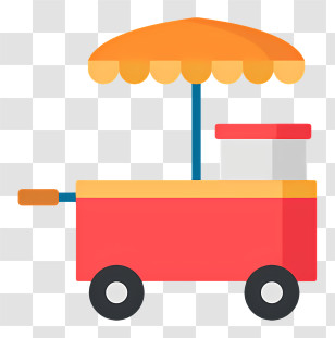 Food Cart Icon - Bright Food Cart With Orange Umbrella Transparent PNG