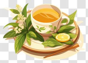 Cup Of Tea - Herbal Tea In Artistic Style Transparent PNG