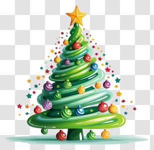 Christmas Tree - Colorful Christmas Tree With Ornaments Transparent PNG