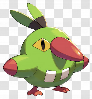 Natu - Green Bird With Red Beak Transparent PNG