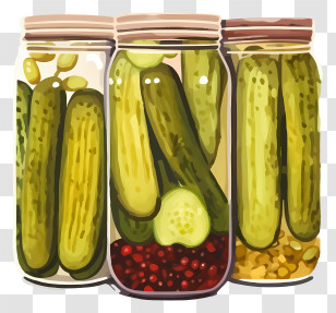 Watercolor Pickles - Jars Of Pickles With Decorative Preservation Transparent PNG