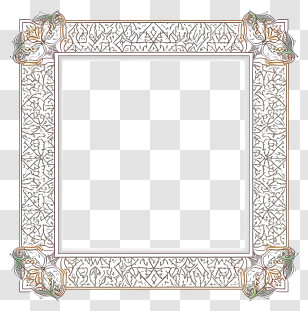 Hand Drawn Arabic Islamic Frame - Ornate Square Decorative Frame With Intricate Details Transparent PNG