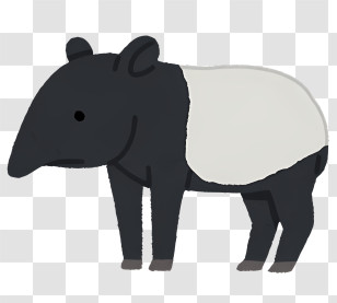 Animal - Cartoon Tapir With Black And White Design Transparent PNG