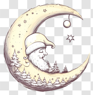 Santa Claus - Santa Moon Christmas Cartoon Transparent PNG