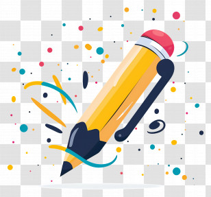 Colored Pencil - Yellow Cartoon Pencil Illustration With Splashing Colors Transparent PNG
