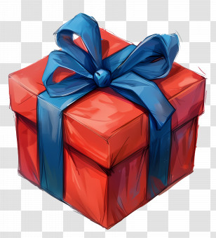 Gift Box - Red Gift Box With Blue Ribbon Transparent PNG
