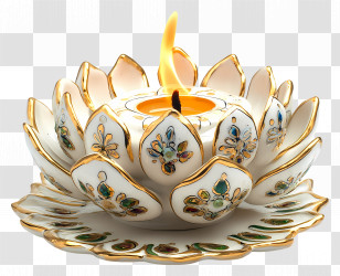 Deepavali - Lotus Candle Holder With Artistic Design Transparent PNG