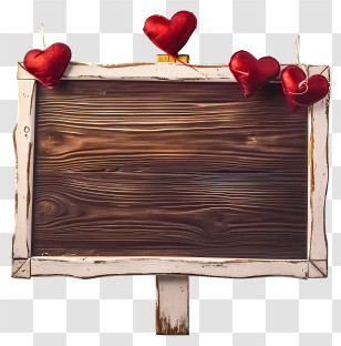 Valentine Sign Board Icon - Wooden Sign With Hearts Transparent PNG