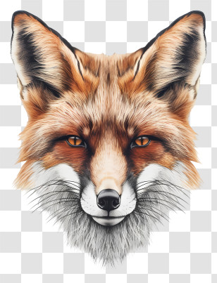 Fox - Realistic Fox Face Illustration Transparent PNG