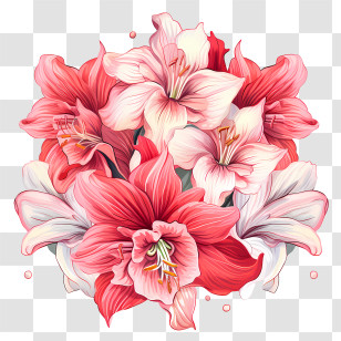 Amaryllis Flower - Pink Lilies Bouquet Transparent PNG