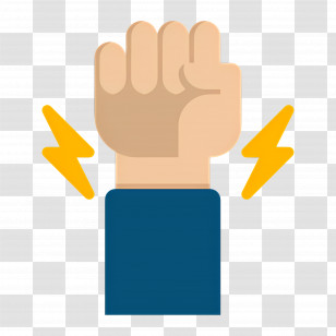 Fist Hand - Raised Fist With Lightning Bolts Transparent PNG