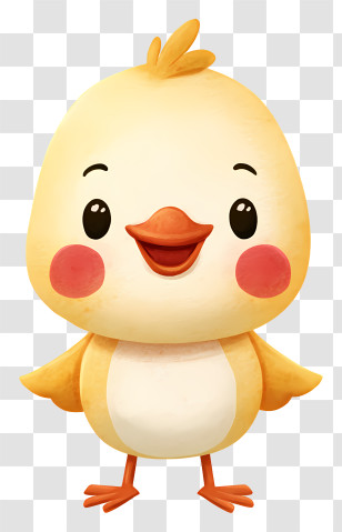 Kawaii Duckling - Adorable Yellow Baby Chick Cartoon Transparent PNG