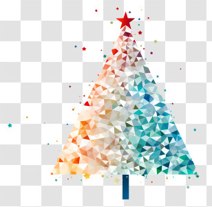 Stylized Christmas Tree - Triangle Mosaic Christmas Tree Illustration Transparent PNG