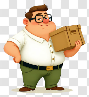 Chubby Man - Man Holding A Box For Delivery Transparent PNG