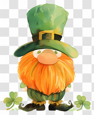 St Patricks Day Gnome - Leprechaun Illustration With Green Hat And Orange Beard Transparent PNG