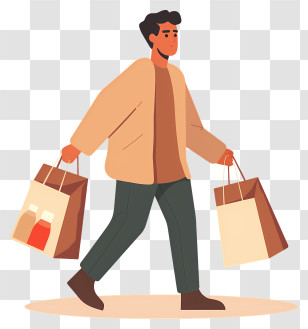 Man Carrying Paper Bags - Young Man Carrying Shopping Bags Transparent PNG