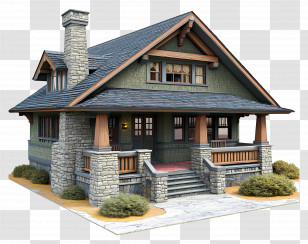 Craftsman Bungalow - Charming Cottage House Transparent PNG