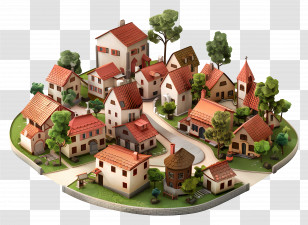 Village Town - Charming Miniature Village With Small Houses Transparent PNG