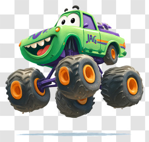 Monster Jam - Green Monster Truck With Happy Face Transparent PNG