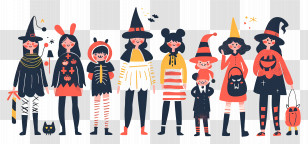 Halloween Kids - Colorful Halloween Costume Characters Transparent PNG