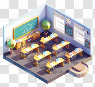 School Class - Bright Classroom Interior With Modern Design Transparent PNG