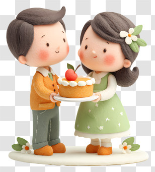 Couple Sharing Pie Cake - Sweet Couple Sharing Cake Transparent PNG