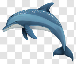 Dolphin Day - Blue Dolphin Illustration In Marine Style Transparent PNG