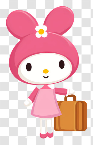 My Melody Going To Travel - Pink Bunny Character With Suitcase Transparent PNG